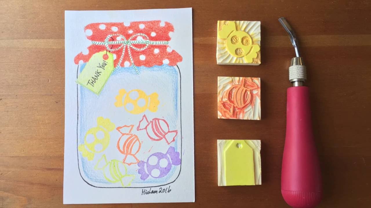 Handmade Rubber Stamps Postcard Tutorial by HiuLam YouTube