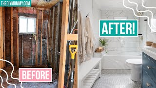 DIY Small Bathroom Renovation with EXTREME before & after! | Lake House Makeover | The DIY Mommy