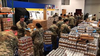 The california national guard partnered with food banks over weekend
to help get most vulnerable. have been hit hard by a shortage...