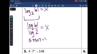Algebra 2 - Unit 6 - Lesson 7 - Solving Expoenential Equations using Logs Video 1/1