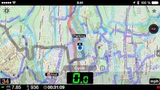 Offline and custom maps - Speedometer 55 for iPhone and iPad, version 1.5.4. Landscape version screenshot 2