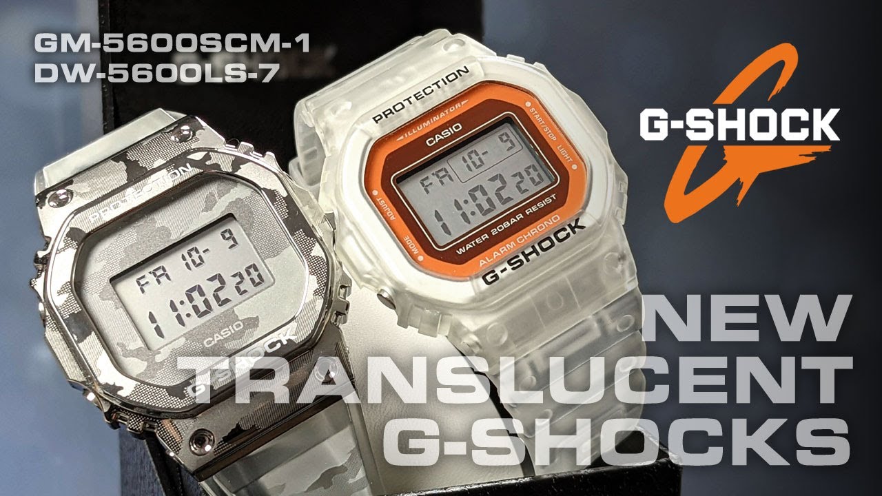 and Neon, Stainless Casio: G-Shocks Steel! Camo, Translucent New GM-5600SCM-1 and DW-5600LS-7. YouTube - from