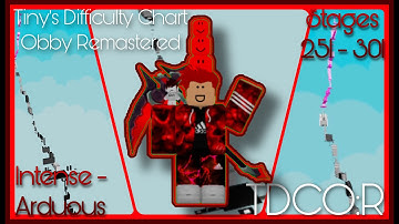 Tiny’s Difficulty Chart Obby Remastered | Intense - Arduous | Stages 251 - 301 | TDCOS #71 | ROBLOX