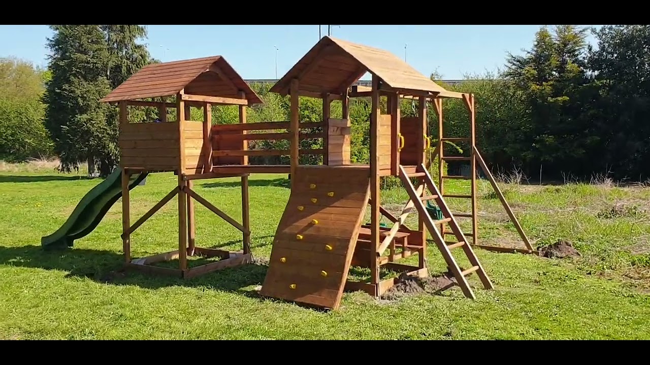 Dunster House Mega Fort Mountain climbing frame review after installation.  Outdoor Garden Treehouse 