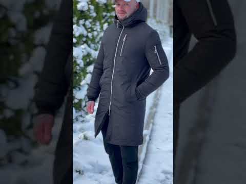 Парка чоловіча зимова до -25°C As сніговик чорна довга куртка пальто, видео 1