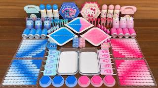 Fun slime mixing - Blue Stitch vs Pink Hello Kitty glossy textures