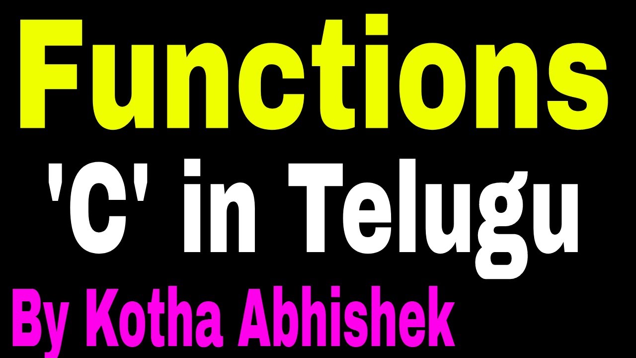 Functions in C Language in Telugu - YouTube