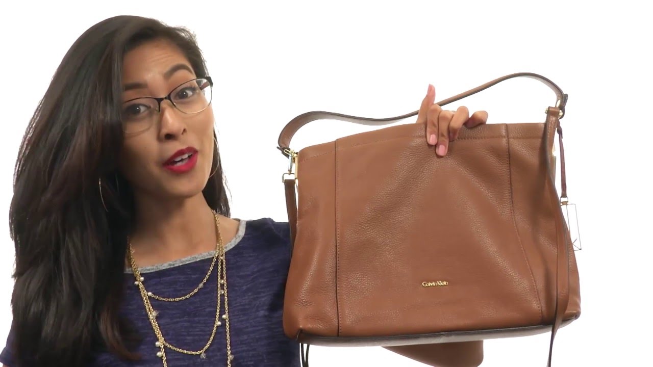 calvin klein pebble leather hobo