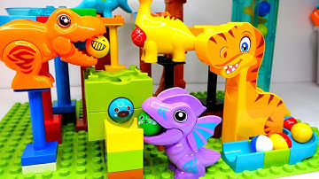 Marble Run ASMR Dinosaur Tracks Course