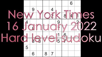 Sudoku solution – New York Times sudoku 16 January 2022 Hard level