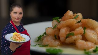 Delicious Pan - Fried Kings Prawns, with butter, garlic and lemon