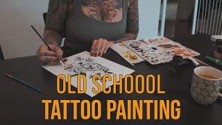 Old School Tattoo Painting by Juliana Lucas