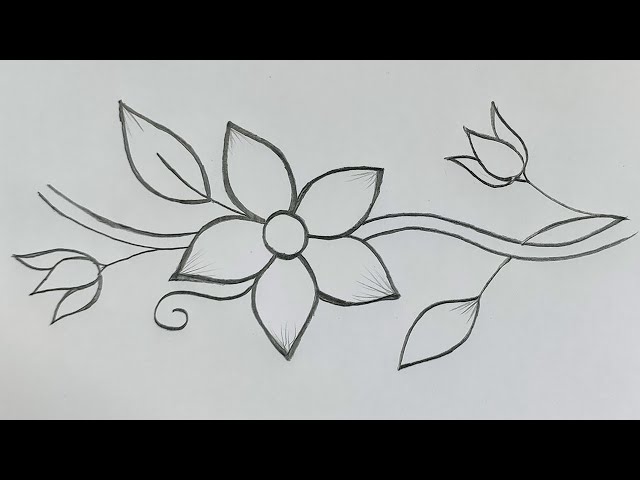 Simple Flower Drawing| Easy drawing| Embroidery Floral design drawing| Flower  design drawing - YouTube