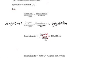 Angular Diameter, Distance, and Liinear Diameter Calculation