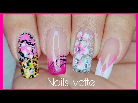 Diseño de uñas con flores y mariposa / Decoración de uñas flores y mariposa / UÑAS BONITAS  @NailsIvette