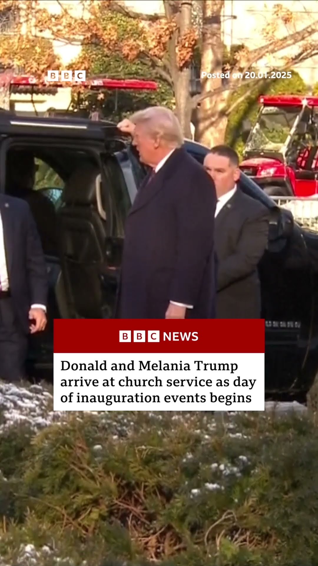 First sighting of Donald and Melania Trump on inauguration day. #DonaldTrump #President #BBCNews