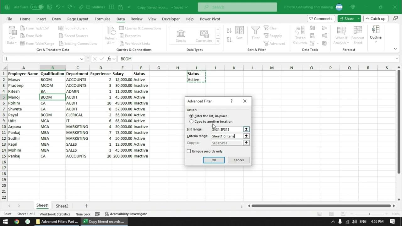 how-to-copy-filtered-records-to-another-sheet-using-advanced-filter-in