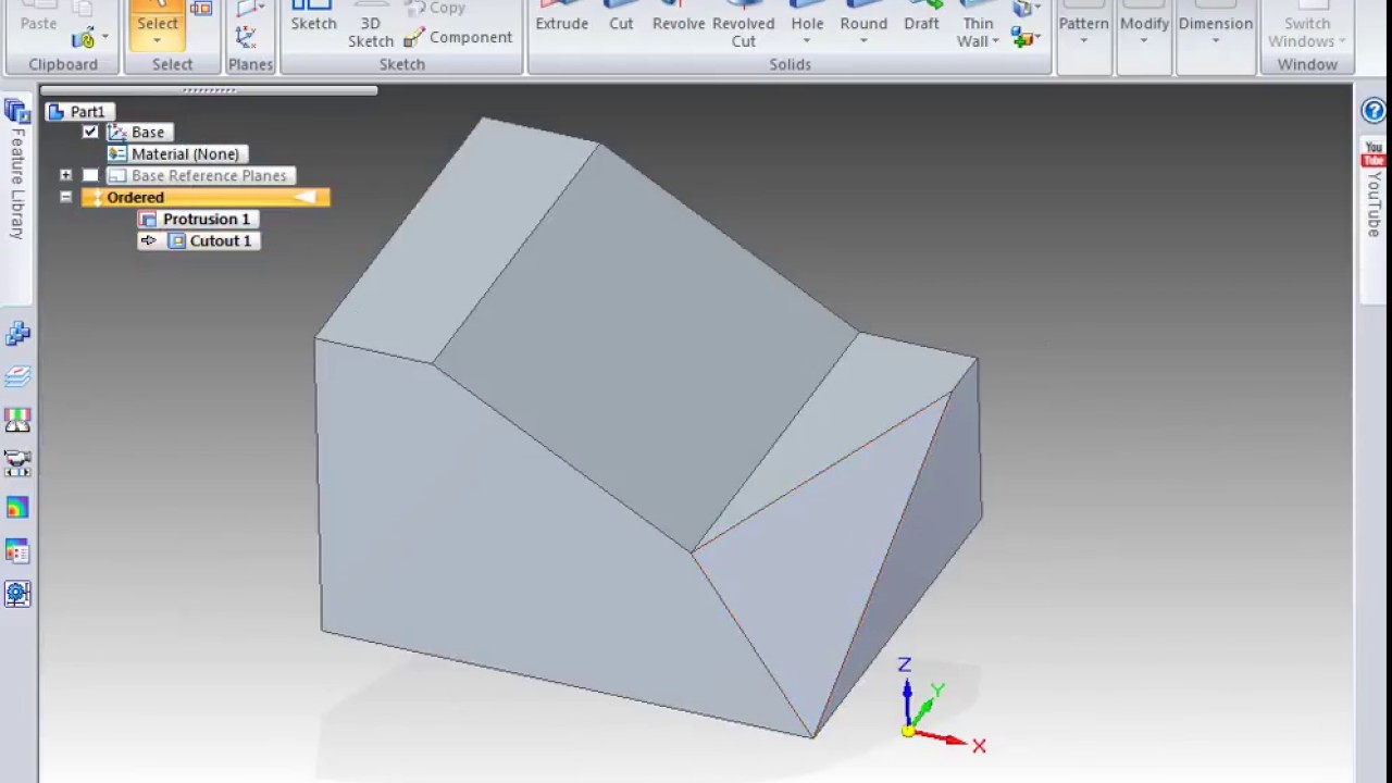 Angled cutout in Solid Edge ST7