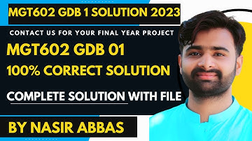 MGT602 GDB 1 2023 100% Correct Solution BY VUBWN | MGT602 GDB 1 Solution BY NASIR ABBAS