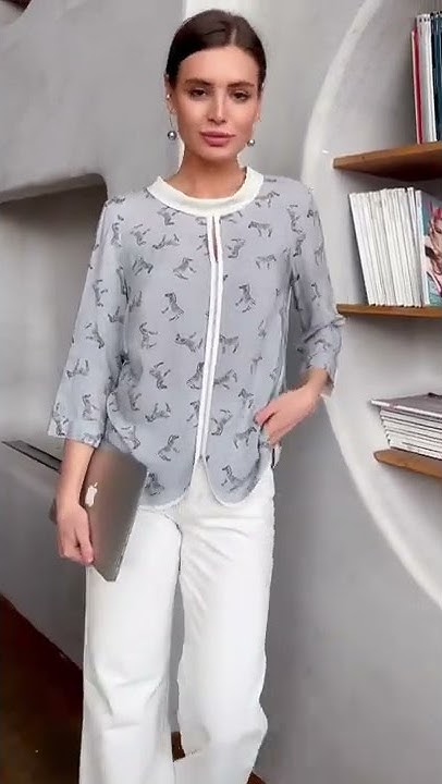 Блузка из 100% вискозы, блузка с принтом зебра, блузка свободного кроя ...