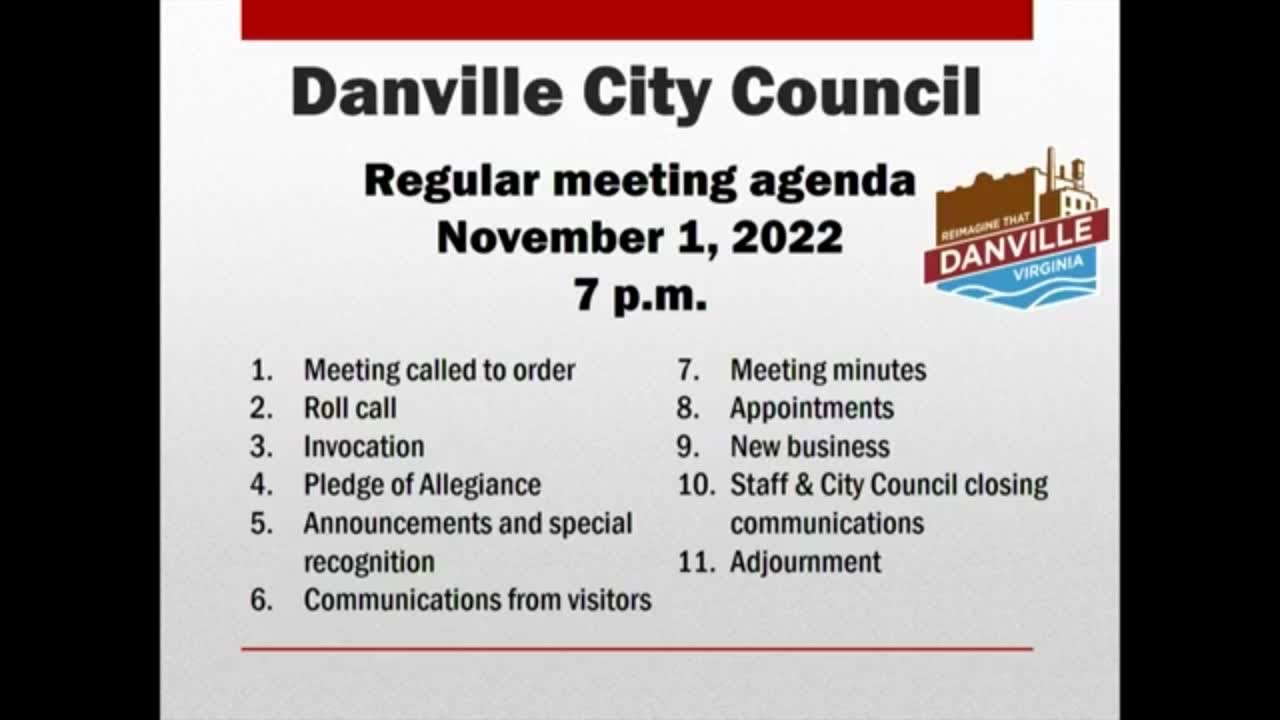 Danville City Council meeting on Nov. 1 YouTube