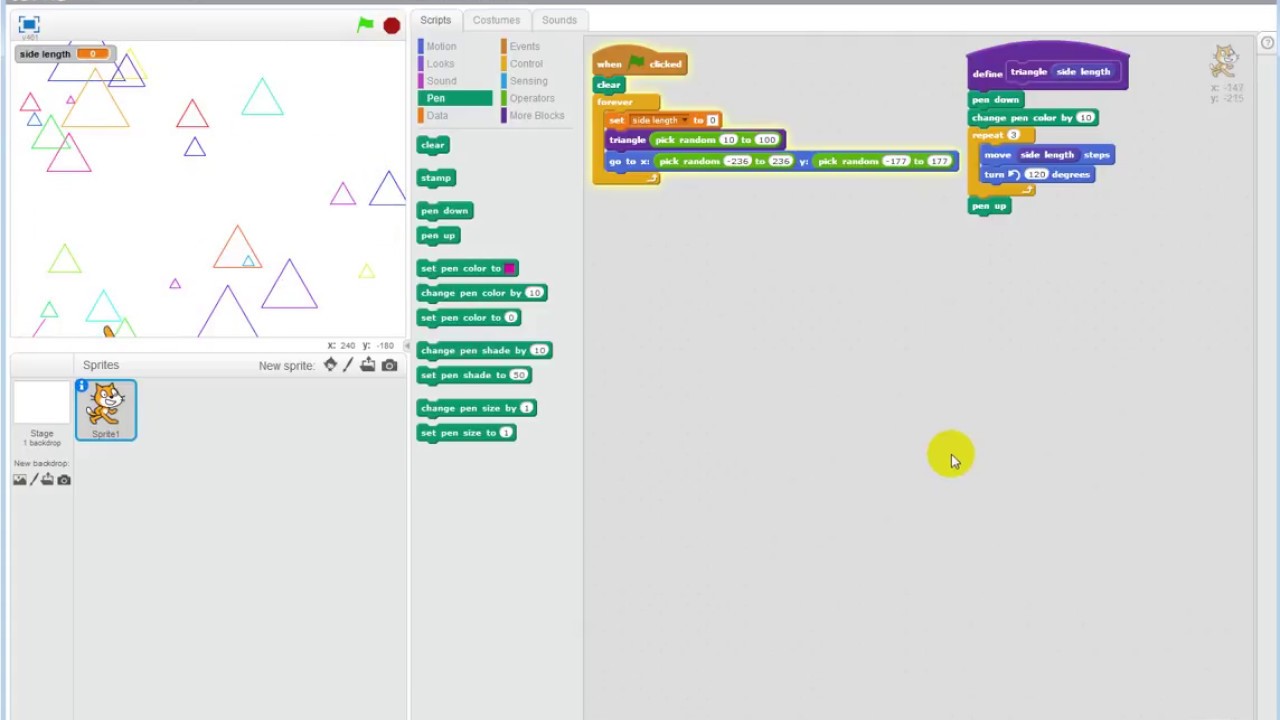 Random Triangles With Function Using Scratch - YouTube