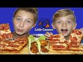 Little caesars deep dish pizza  bbq wings siblings mukbang