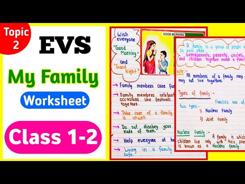 evs worksheet for class 1 evs worksheet for class 2 my family chapter 2 youtube