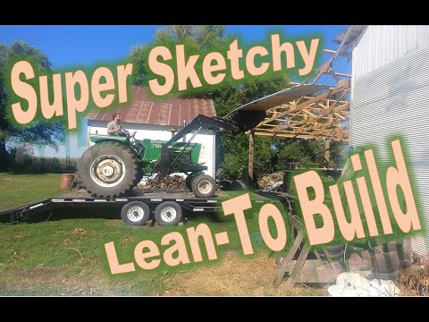 Sketchy DIY! Hanging Trusses and Roof Steel with Farm Tractor and Loader!