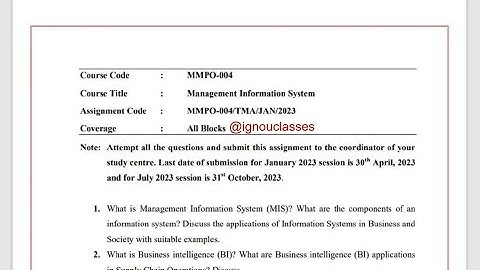MMPO - 004 Solved Assignment Jan 2023 & July 2023 PDF | MBA | Management Information System