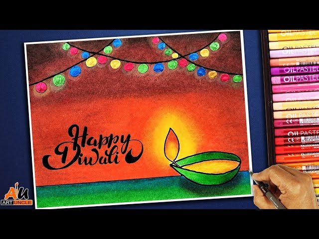 Diwali... One of the famous festival of india | Diwali festival drawing, Diwali  drawing, Creative birthday cards