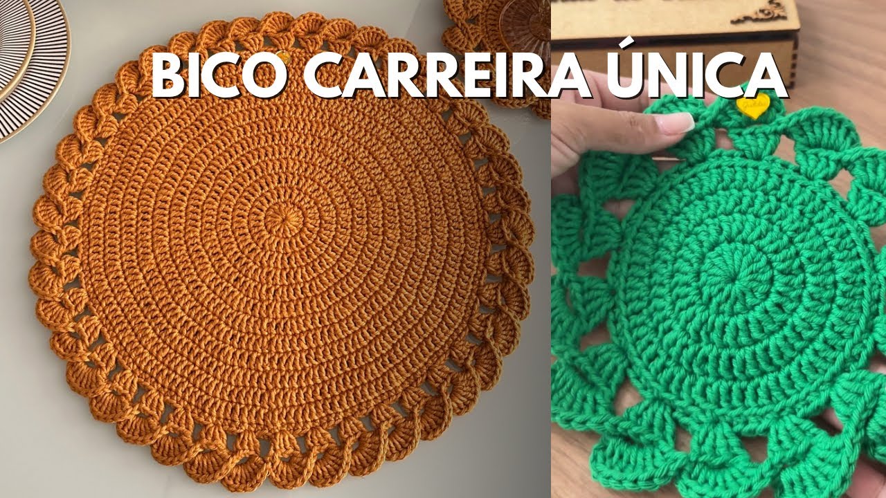 AMERICANO TRAMA EM CROCHÊ - Bico em carreira única/Sousplat de crochê