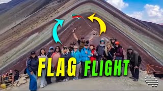 Flag Flies Away as Man Holds It During a Group Photo