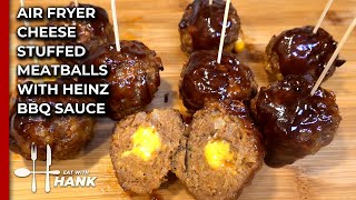 Air Fryer Cheese Stuffed Meatballs With BBQ Sauce