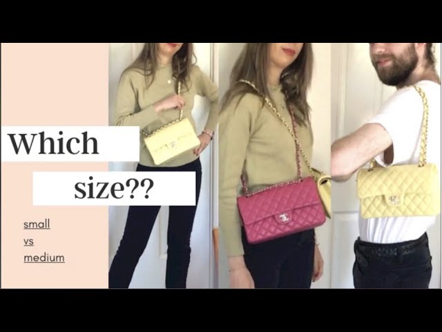 CHANEL SMALL VS MEDIUM CLASSIC FLAP- what fits, lemon yellow 20S and  fuschia pink 2013 mod shots, 