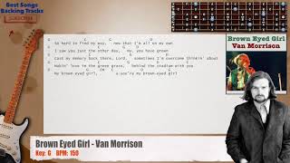 Video thumbnail of "🎸 Brown Eyed Girl - Van Morrison MAIN Guitar Backing Track with chords and lyrics"