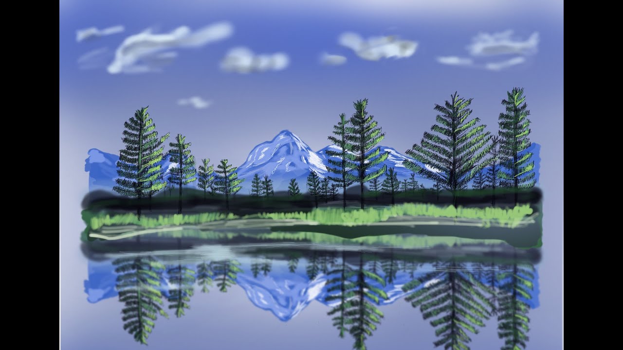 IPAD Painting - Mountain and tree landscape art in Procreate - YouTube