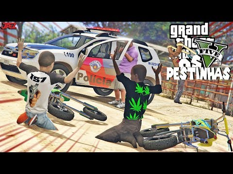 GTA V : OS PESTINHAS | FUGA DE MINI MOTO CONTRA POLICIAL A CASA CAIU OS MENOR SE DEU MAL | EP 10