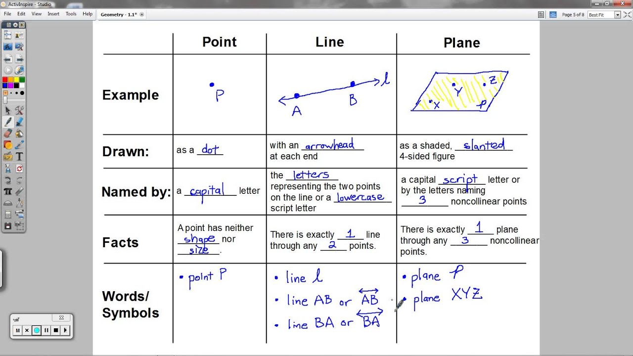 Points Lines And Planes Worksheet