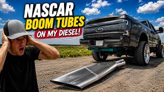Putting NASCAR BOOM TUBES On My Diesel Truck Loudest Diesel Exhaust