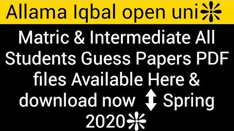 Aiou Matric & F.A F.sc I.com All Students Guess papers Spring 2020 PDF Available↕ & ques your ans
