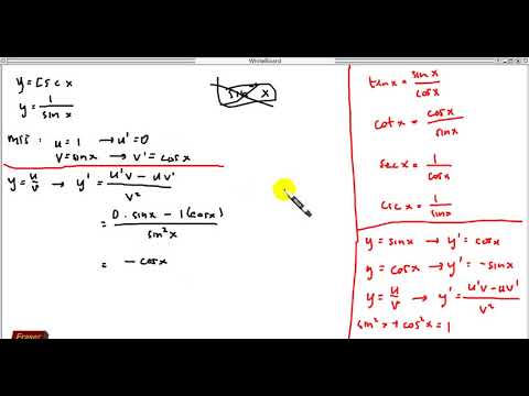 Turunan Fungsi Tangen (tan), Kotangen (cot), Sekan (sec), dan Kosekan (csc)