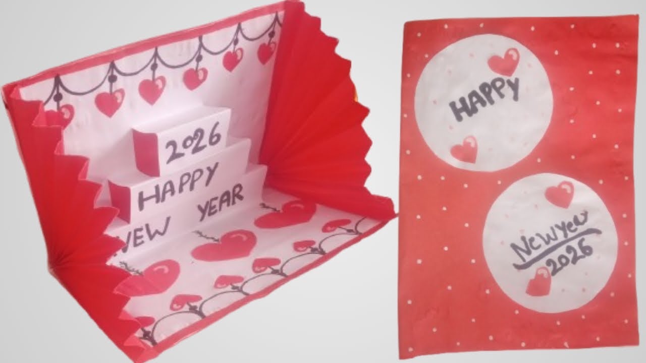 Handmade 2026 Happy New Year Pop-Up Card