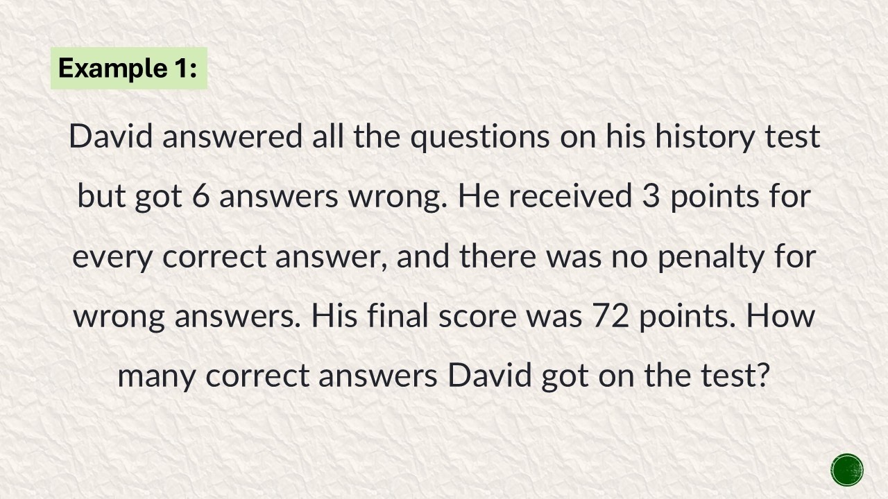 Word Problem 1 - Linear Equation