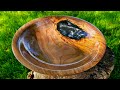 My BEST black walnut bowl with black and pearl swirl resin