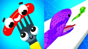 Snake Run Race vs Fork N Sausage - Satisfying ASMR Gameplay All Levels