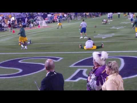 At the metrodome before a packer game, showing some man-love for brady poppinga.