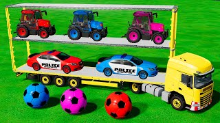 TRANSPORTING COLOR BMW, DODGE, DACIA, VOLKSWAGEN, RENAULT POLICE CARS! - Farming Simulator 22