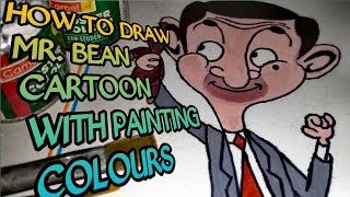How To Draw Mr. Bean Cartoon With Painting Colours #stepbystep #Cartoon #paintingcolours