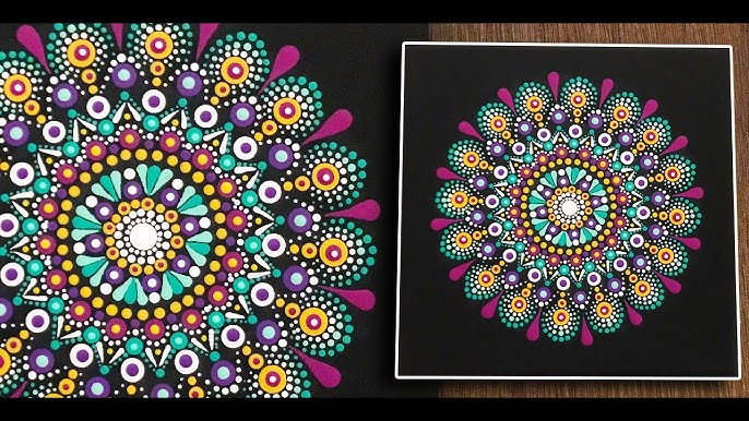 Dot mandala painting on a molded art stone from The Happy Dotting Company  step by step - 288 